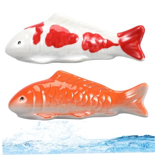 Koi Fish Dekor Keramik Cartoon süßes schwimmendes Fisch sicher für Fische schwebbar 3, 9 x 1, 4x1.6 in künstlichem Aquariumdekor für Desktop, Teich, Tank, Tee -Haustier Koi von LejeMaek
