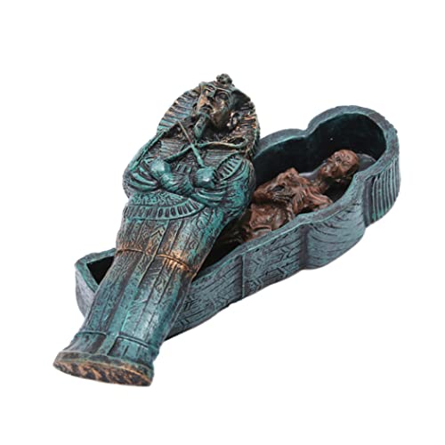 LejeMaek 1pc Aquariumdekoration ägyptischer König Tutanchamun Pharaoh Sarkophagus Sarg mit Mama Figur Set Fischtank Origination Grabstone Historische Skulptur Reptile Versteck Fischtank verstecken von LejeMaek