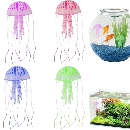 LejeMaek 4pcs Quallendekorationen, schwimmende künstliche leuchtende Quallenspielzeug für Süßwasser und Salzwasser, weich von LejeMaek