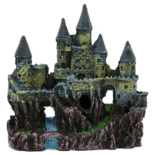LejeMaek Aquariumdekorationen, Simulationsschloss Rockery Aquarium Dekor Ornamente, Anti-Verfassungs-Mini-Harz-Fischtankdekor für frische Wasserwasserdekorationspfish von LejeMaek