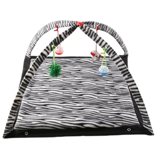 LejeMaek Cat Play Matte, Faltbare Katzenaktivitätszentrum mit hängendes Spielzeug und Vliesmatte, interaktive Schwarz -Weiß -Streifenaktivität für Innenkatzen, EIN Nickerchenzentrum LejeMaek Cat Play Matte, Faltbare Katzenaktivitätszentrum mit hängendes Spielzeug und Vliesmatte, interaktive Schwarz -Weiß -Streifenaktivität für Innenkatzen, EIN Nickerchenzentrum von LejeMaek