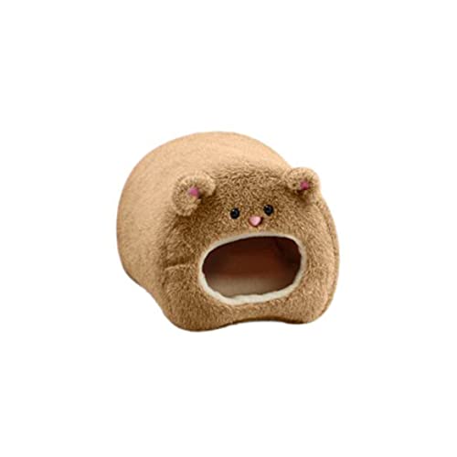 LejeMaek Haustier Hamster Bett braun warm hängende Käfig Hängematte Süßes Hamsterhaus mit Kissen Winter Rattenbett Haustier von LejeMaek