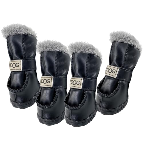 LejeMaek Hund Winterstiefel 4pcs/Set Wärme Plüsch mit synthetischen Lederhundschuhen weiche Hundeschneeschnee für kleine und mittelgroße Hunde, Größe 2#Winter LejeMaek Hund Winterstiefel 4pcs/Set Wärme Plüsch mit synthetischen Lederhundschuhen weiche Hundeschneeschnee für kleine und mittelgroße Hunde, Größe 2#Winter von LejeMaek