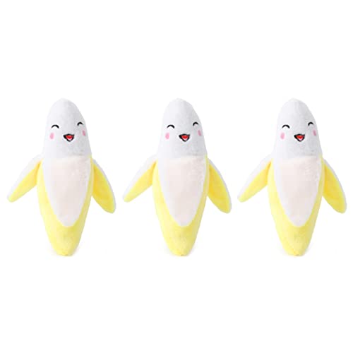 LejeMaek Hundespielzeug für kleine Hunde - Haustier Welpe Plüschkauen Quietscher Quietschbananen Interaktives Hund Spielzeug - 3DOG -Set - Set von 3DOG von LejeMaek