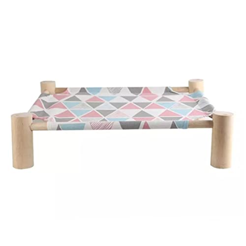 LejeMaek Katze und Hundehammockel, Holzkühlungs -Kühlbett, abnehmbare tragbare Innen-/Outdoor -Tierbett für Katzen und Welpen (farbenfrohe Dreiecke) abnehmbar von LejeMaek