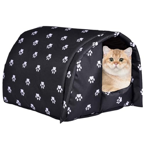 LejeMaek Outdoor Cat House wasserdicht alle Wetterkatze Tierheim mit abnehmbarem Dach Oxford bequemes Katzenbett warmes Haustier Haus für Außen im Innenbereich Kleiner Tiere Unterkunft von LejeMaek