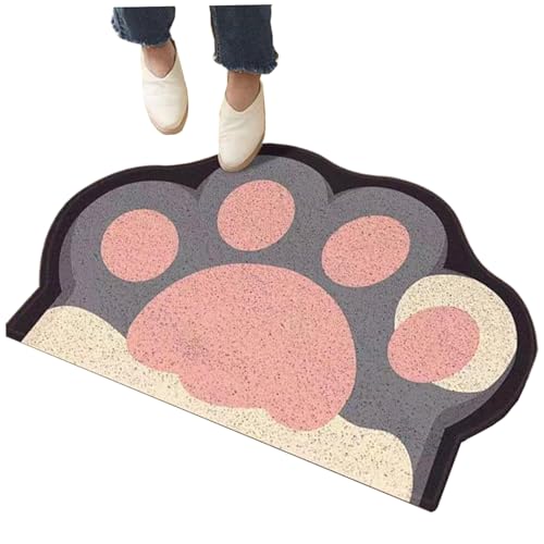 LejeMaek Süße Wurfmatte 16 x 24 Zoll Cartoon Katzenpfoten Muster Müllmatte Anti -Schlupf -Haustür Easy Clean Sow Matt für Katze Kreative Schneidmatten für Eingang, Badezimmer Süßes von LejeMaek