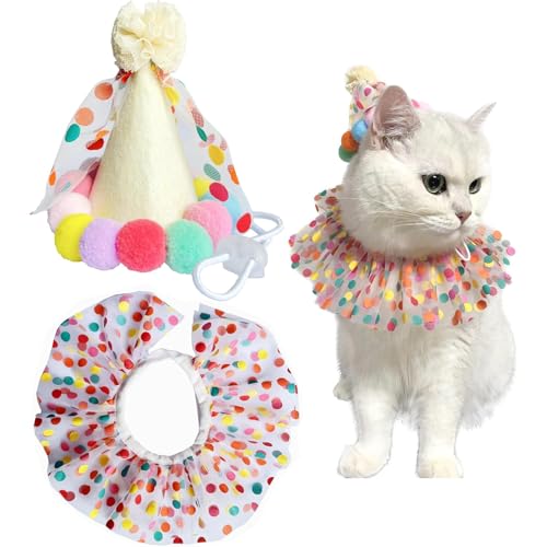 Pet Birthday Hut Schal Set, Haustier Geburtstagshut und Polka Dot Spitze Laborkragen, Süßigkeiten Colored wiederverwendbares Welpe Katze Kopfschmuck Hat Costume Party Dekoration Accessoires Hund Gebu Pet Birthday Hut Schal Set, Haustier Geburtstagshut und Polka Dot Spitze Laborkragen, Süßigkeiten Colored wiederverwendbares Welpe Katze Kopfschmuck Hat Costume Party Dekoration Accessoires Hund Gebu von LejeMaek