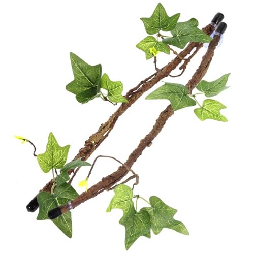 Reptilienzweig 2pcs 17 Zoll realistische Reptilienreben mit Blättern und Saugnapfbeule biegsame gefälschte Terrariumzweige für Reptilien -Tankzubehör für Schlangen Echsenbärtee Drachen Gecko Klettern von LejeMaek