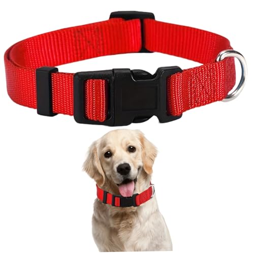 Roter Hundehalsband, verstellbare Welpenkragen mit Schnalelschnalle, Kleiner Hundehalsband mit D-Ring, Kragen zum Gehen im Freien Roter Hundehalsband, verstellbare Welpenkragen mit Schnalelschnalle, Kleiner Hundehalsband mit D-Ring, Kragen zum Gehen im Freien von LejeMaek