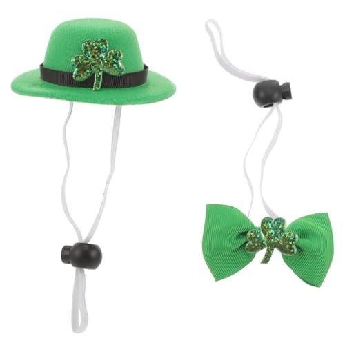 St. Patricks Day Kostüm, 2pcs Green Dog Top Hut und Hundehalsband, Katzenbowtie mit verstellbarem Riemen, Katzenkleidung für Hunde Katzen Welpe Kätzchen von LejeMaek