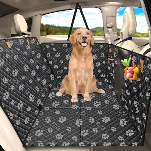 Lekeinchi Hundedecke Auto Rückbank - Auto Hundedecke Rücksitz mit Sechs Stabilen Hartholzplatten und Sicherheitsgurten -Wasserdicht & Kratzfest & Sturzprävention Hundematte für Auto, SUV, Fußabdruck von Lekeinchi
