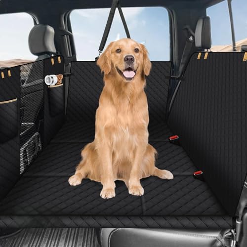 Lekeinchi Hundedecke Auto Rückbank - Auto Hundedecke Rücksitz mit Sechs Stabilen Hartholzplatten und Sicherheitsgurten - Wasserdicht & Kratzfest & Sturzprävention Hundematte für LKW, SUV, Schwarz(L) von Lekeinchi