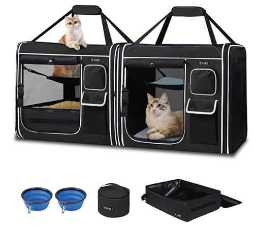 Lekereise 2-in-1 Katzentoilette mit Katzentoilette, drehbar (ohne Hängematte), Schwarz von Lekereise