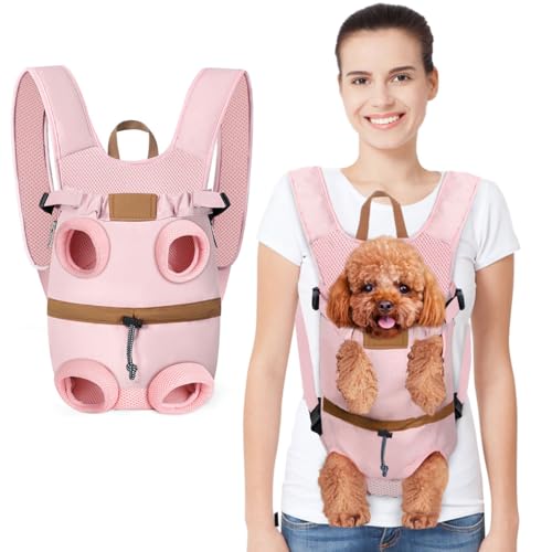 Lekereise Haustier-Rucksack, verstellbar, für Hunde, Beine, leicht anzubringen, für Spaziergänge, Wandern und Fahrradtouren, groß, Rosa von Lekereise