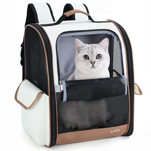 Lekereise Katzen-Rucksack, Haustier-Tragetasche für kleine Hunde, mittelgroße Katzen, passend für bis zu 8,2 kg, faltbarer Rucksack für Reisen, Wandern, Beige Lekereise Katzen-Rucksack, Haustier-Tragetasche für kleine Hunde, mittelgroße Katzen, passend für bis zu 8,2 kg, faltbarer Rucksack für Reisen, Wandern, Beige von Lekereise