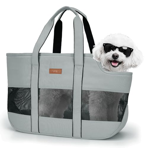 Lekereise Tragetasche für Hunde, Haustier-Tragetasche für kleine Hunde, geräumige Tragetasche mit Netzseiten für Atmungsaktivität (Grau) von Lekereise