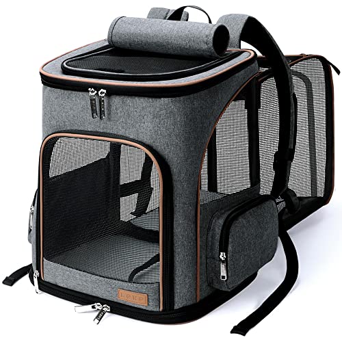 Lekesky Erweiterbar Katzenrucksack Hunderucksack für Katzen und Kleine Hunde, Faltbare Haustier Rucksack mit Innerer Sicherheitsleine und 2 Haustiermatte, Grau, M Lekesky Erweiterbar Katzenrucksack Hunderucksack für Katzen und Kleine Hunde, Faltbare Haustier Rucksack mit Innerer Sicherheitsleine und 2 Haustiermatte, Grau, M von Lekesky
