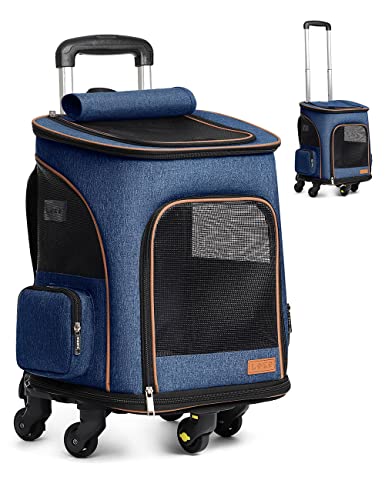 Lekesky Erweiterbar Katzenrucksack Hunderucksack mit Trolley 2 in 1 bis 8 kg, Faltbare Hunderucksack Große Transportbox für kleine Hunde, Blau-XL Lekesky Erweiterbar Katzenrucksack Hunderucksack mit Trolley 2 in 1 bis 8 kg, Faltbare Hunderucksack Große Transportbox für kleine Hunde, Blau-XL von Lekesky