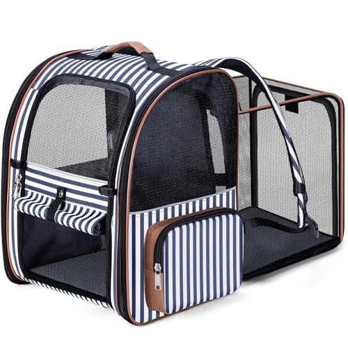Lekesky Katzentragetasche Hunderucksack – Tragbarer, atmungsaktiver Rucksack für mittelgroße und kleine Katzen und Hunde, Frontöffnungs-Mesh-Fenster und Taschen (gestreift, 36 L x 30 B x 44 H) Lekesky Katzentragetasche Hunderucksack – Tragbarer, atmungsaktiver Rucksack für mittelgroße und kleine Katzen und Hunde, Frontöffnungs-Mesh-Fenster und Taschen (gestreift, 36 L x 30 B x 44 H) von Lekesky