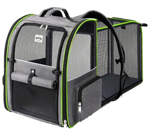 Lekespring Erweiterbar Katzenrucksack Hunderucksack für Katzen Hunde bis 12kg, Groß Katzen Rucksack Faltbare Haustier Rucksack, Grau_2 Lekespring Erweiterbar Katzenrucksack Hunderucksack für Katzen Hunde bis 12kg, Groß Katzen Rucksack Faltbare Haustier Rucksack, Grau_2 von Lekespring