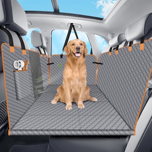 Lekespring Hunde-Autositzbezug für Rücksitz, Hunde-Autobettbezug mit starker harter Unterseite, Rücksitzverlängerung, Hängematte für SUV, LKW, 4 Paneele, Grau von Lekespring