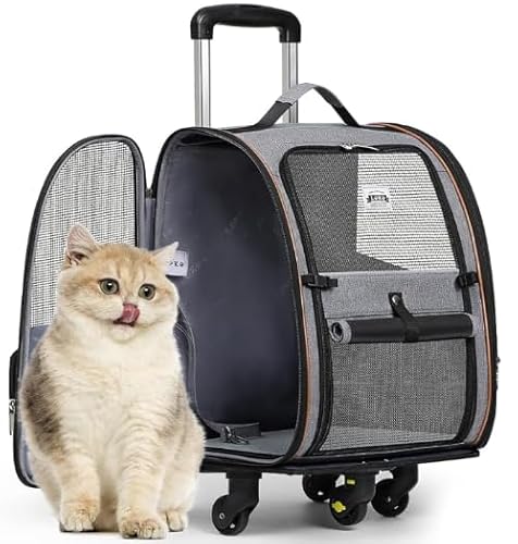 Lekespring Hunderucksack Katzenrucksack mit Trolley 2 in 1 bis 8 kg, Erweiterbar Katzenrucksack Große Transportbox für kleine Hunde und Katzen, Tarnung von Lekespring