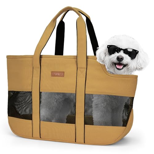 Tragbare Haustier-Tragetasche für den Sommer - Stilvolles Mesh-Design mit bequemen Tragegriffen für Hunde und Katzen, geräumige und atmungsaktive Tragetasche für Haustierreisen, Khaki Tragbare Haustier-Tragetasche für den Sommer - Stilvolles Mesh-Design mit bequemen Tragegriffen für Hunde und Katzen, geräumige und atmungsaktive Tragetasche für Haustierreisen, Khaki von Lekespring