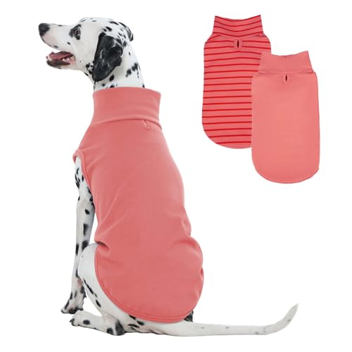 LeleTail Fleece-Hundepullover für extra große Hunde, dehnbare Haustiermäntel, Sweatshirt, weich gestreift, Hunde-Fleece, Winterkleidung für Dobermann, Deutscher Schäferhund, Rosa, 2 Stück von LeleTail