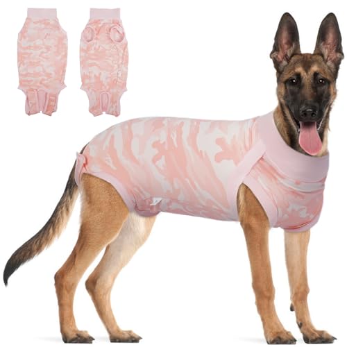 LeleTail Genesungsanzug für Hunde nach Operationen, verhindert Lecken von Hunden, Haustier-Chirurgie-Erholungsanzug, weich, atmungsaktiv, chirurgisches Erholungsshirt für Hunde, Bauchwundschutz, Rosa von LeleTail