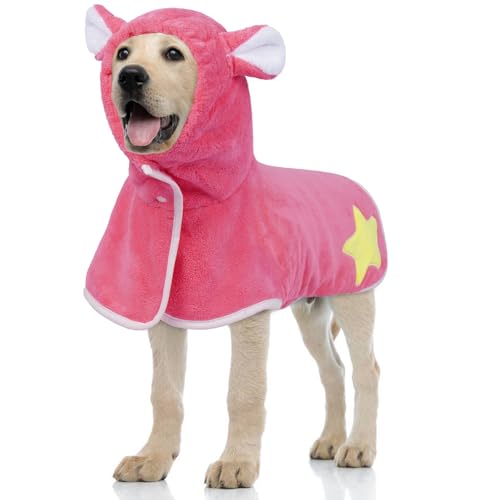 LeleTail Hunde-Bademantel mit Bauchwickel, schnell trocknend, saugfähig, verstellbar, super weich für kleine, mittelgroße und große Hunde, Kapuzenhandtuch für Hunde nach dem Baden, Größe XS-XL von LeleTail