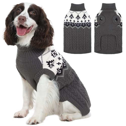 LeleTail Hundepullover für große Hunde, Herbstkleidung für große Hunde, Mädchen, Jungen, leicht anzuziehendes Hunde-Sweatshirt für Thanksgiving, weiche, warme Rollkragen-Strickwaren für Bulldogge von LeleTail