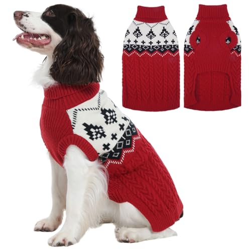 LeleTail Mittelgroßer Hundepullover, Weihnachtspullover für mittelgroße Hunde, Mädchen und Jungen, Strick-Rollkragen für den Urlaub, französische Bulldogge, Beagle-Kleidung, Winterpullover, leicht von LeleTail