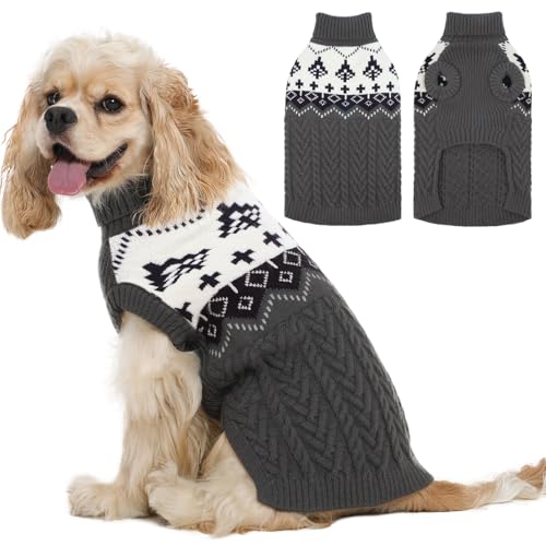 LeleTail XS Hundepullover, Strick-Rollkragenpullover für kleine Hunde, dick, warm, Weihnachtspullover für Hunde, Mädchen, Jungen, weiche Winter-Strickwaren, kaltes Wetter, Outfit für Chihuahua, Grau von LeleTail