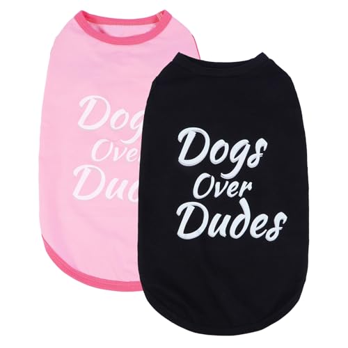 Leletail Hunde-Shirts, lustige Haustierweste mit Aufdruck "Dogs Over Dudes", weiches Tank-Top, atmungsaktiv und dehnbar, Hundekleidung für kleine, mittelgroße und große Hunde, Schwarz und Rosa, 2 Leletail Hunde-Shirts, lustige Haustierweste mit Aufdruck "Dogs Over Dudes", weiches Tank-Top, atmungsaktiv und dehnbar, Hundekleidung für kleine, mittelgroße und große Hunde, Schwarz und Rosa, 2 von LeleTail