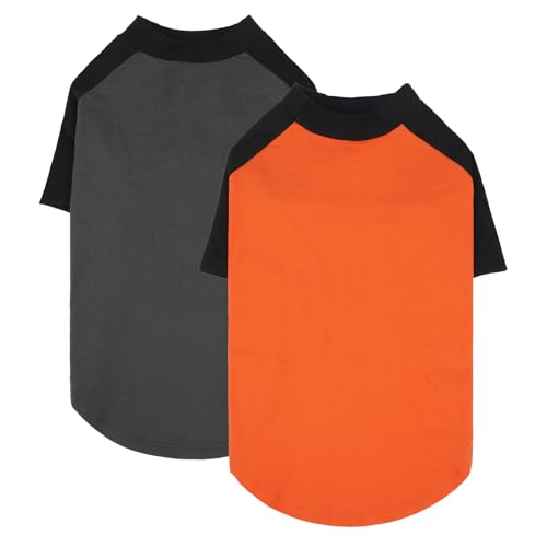 Leletail Hunde-Shirts mit Ärmeln, weiches Tank-Top, atmungsaktiv und dehnbar, für kleine, mittelgroße und große Hunde, Orange und Grau, 2 Stück Leletail Hunde-Shirts mit Ärmeln, weiches Tank-Top, atmungsaktiv und dehnbar, für kleine, mittelgroße und große Hunde, Orange und Grau, 2 Stück von LeleTail