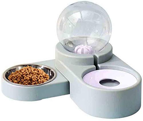 Lelesta Dogs & Cats Double Water And Food Bowl Set, Pets Feeder Spender And Anti Wet Mouth Automatic Water Feeder with Food Bowl, for Small Dogs And Cats (Blau) von Lelesta