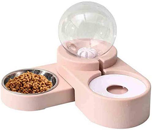 Lelesta Dogs & Cats Double Water And Food Bowl Set, Pets Feeder Spender and Anti Wet Mouth Automatic Water Feeder with Food Bowl, for Small Dogs and Cats (Rosa) von Lelesta