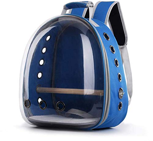 Lelesta Sightseeing Bag, Rucksack, transparent, für Papageien, Vogel, Reise, atmungsaktiv, 360 °, Blau von Lelesta