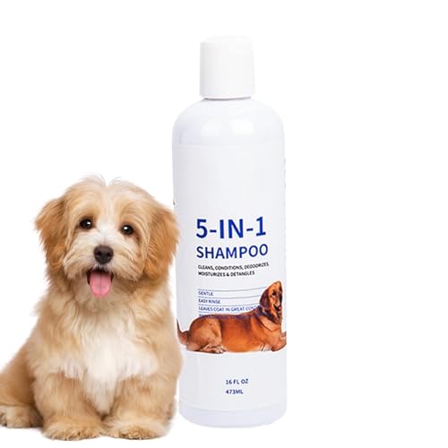 Hundeshampoo und Spülung,5-in-1-Hundeshampoo - Tearless Hundeshampoo für empfindliche Haut - 16fl Oz Hundeshampoo und Fellwaschmittel, Hundeshampoo für stinkende Hunde, natürliches Hundeshampoo für We von Lembeauty