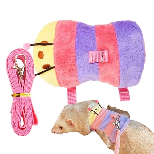 Lembeauty Frettchen Geschirr und Führleine, Kaninchen Geschirr und Leine, Atmungsaktives Zubehör Verstellbare Kleintier Weste Für Outdoor Park Garten Camping Kätzchen Welpe Hase von Lembeauty
