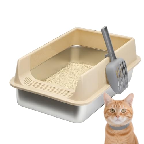 Lembeauty Katzenklo - Katzenstreuwanne mit Deckel | Hochwandige Katzentoilette mit Schaufel für Wohnung Balkon Haus von Lembeauty