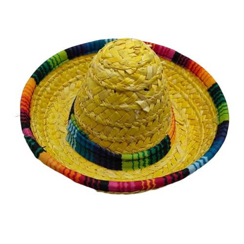 Lembeauty Mexikanische Sombrero Hüte - Gewebene Mexikanische Festhüte - Weitkrempiger Kopfschmuck Für Outdoor Feste Kostümpartys Haustiere Kinder Geburtstag von Lembeauty