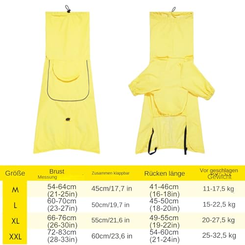 Regenmantel für Hunde,Reflektierende Regenjacke für Hunde mit Zugseilöffnung - Einstellbarer Poncho für Nachtsichtbarkeit in Größe Mittel Groß für Wanderungen und Regentag Spaziergänge von Lembeauty