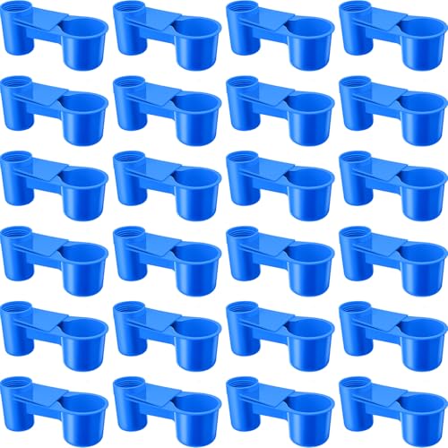 LemonRoad 24 Stück Vogeltränke Futterspender Becher Kunststoff Wasserflasche Becher für Käfig Ideal für Taubenflasche Huhn Wachtel Geflügel Bewässerungszubehör (Blau) von LemonRoad