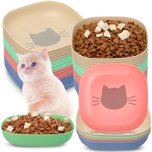 LemonRoad Katzennäpfe mit Schnurrhaar, 14,5 cm, breites und flaches Katzenfutter, Nassfutter für Kätzchen, kurzbeinige Haustiere und wilde Katzen, 20 Stück von LemonRoad