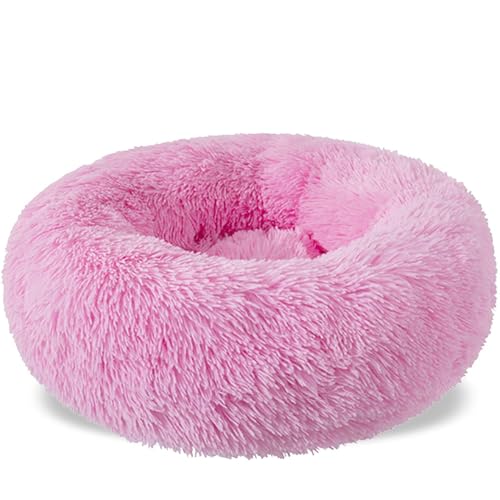 Hundebett für den Innenbereich, rund, Katzenbett, abnehmbarer und waschbarer Bezug, Kissen für Hunde, Donut, Kissen, Katze, weich, für Hunde und Katzen, Rosa, 60 cm Hundebett für den Innenbereich, rund, Katzenbett, abnehmbarer und waschbarer Bezug, Kissen für Hunde, Donut, Kissen, Katze, weich, für Hunde und Katzen, Rosa, 60 cm von Lempefe