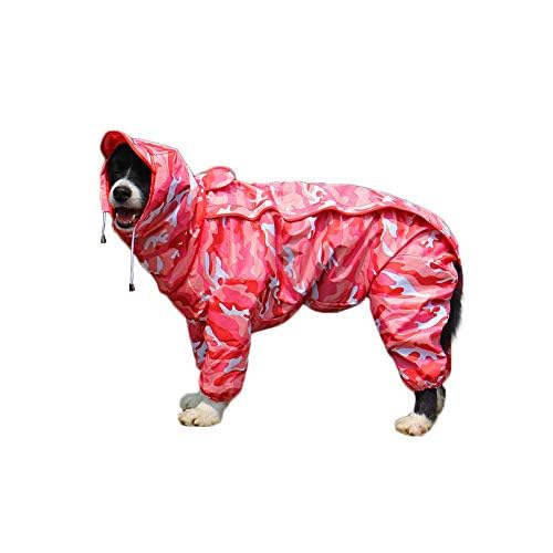 Regenmantel für Hunde, 4 Beine, Patchwork-Regenmantel, abnehmbare Kapuzenjacke, für kleine mittelgroße und große Hunde Haustiere (22#, Pink-Camouflage) von Lempefe