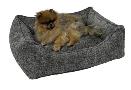 Leo4dog . Sofa Boucle Hundebett Hundekissen Hundesofa. Bezug abnehmbar waschbar. (Graphit, M 67x52) von Leo4dog