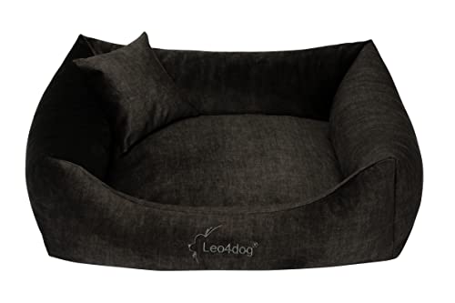 Leo4dog Sofa Vogue 5 Größen, 5 Farben. Hundebett, Hundekissen, Hundesofa,Hundekorb. (M - 80x60, Holzkohle) von Leo4dog